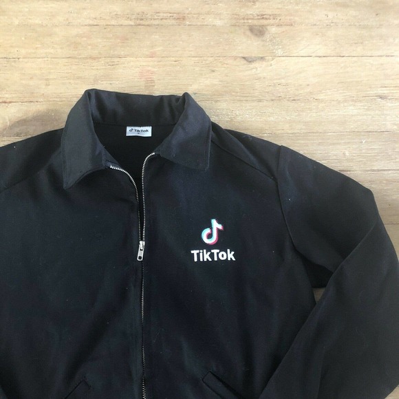 Tik Tok Original Black Denim Jacket Unisex Small - Picture 3 of 6